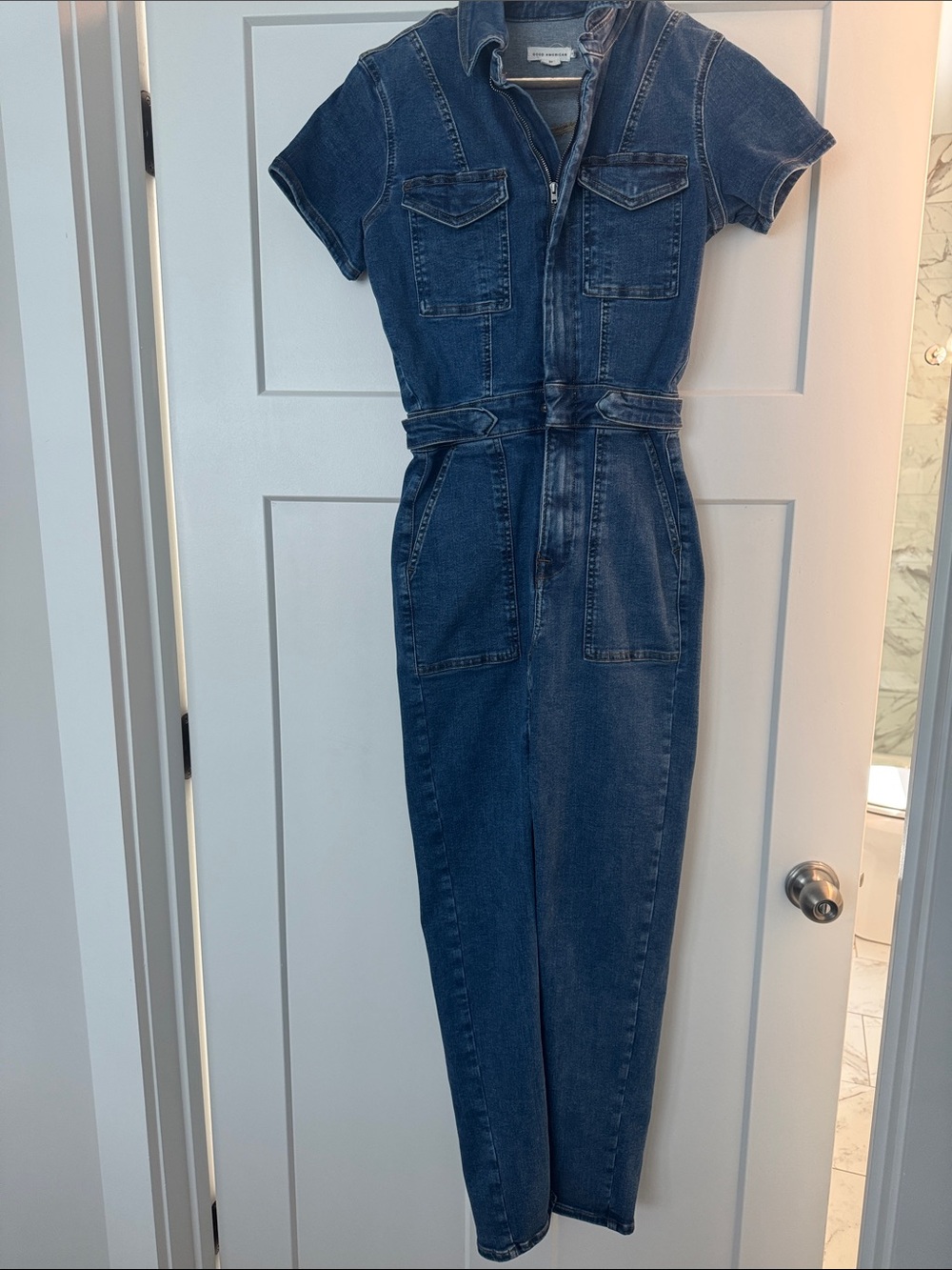 Good American Dark Blue Denim Jumpsuit Overalls